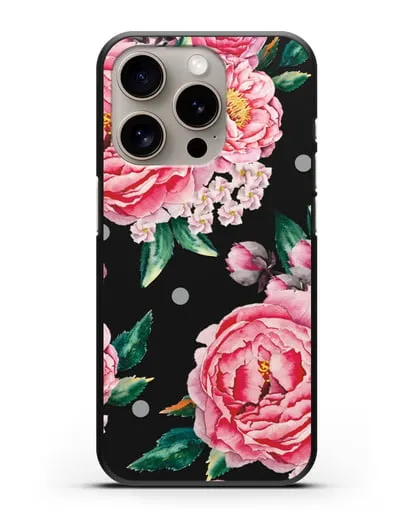 Чехол Пионы махровые силиконовый для iPhone 15 Pro