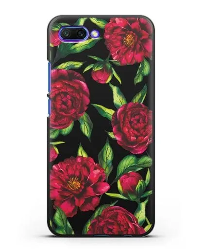 Чехол Пионы бордовые силиконовый для Honor 10