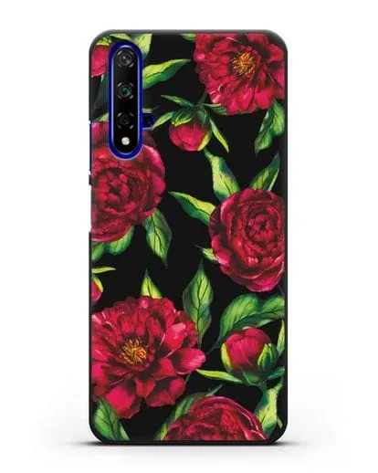 Чехол Пионы бордовые силиконовый для Honor 20