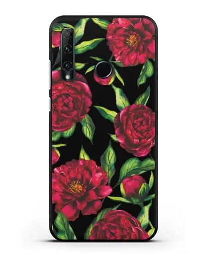 Чехол Пионы бордовые силиконовый для Honor 20e