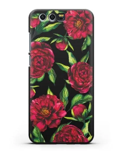 Чехол Пионы бордовые силиконовый для Honor 9