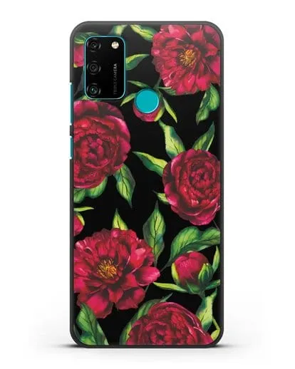 Чехол Пионы бордовые силиконовый для Honor 9A
