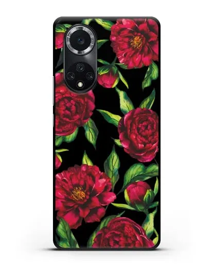 Чехол Пионы бордовые силиконовый для Huawei Nova 9
