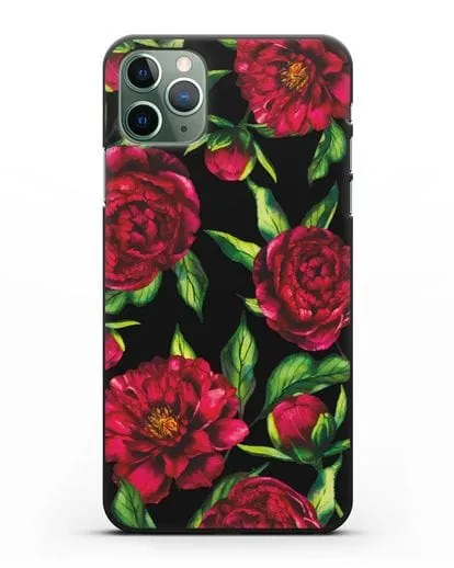 Чехол Пионы бордовые силиконовый для iPhone 11 Pro