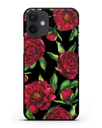 Чехол Пионы бордовые силиконовый для iPhone 12 mini