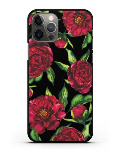 Чехол Пионы бордовые силиконовый для iPhone 12 Pro