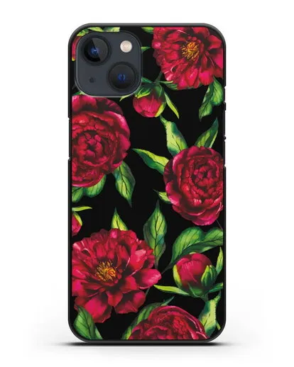 Чехол Пионы бордовые силиконовый для iPhone 13 Mini