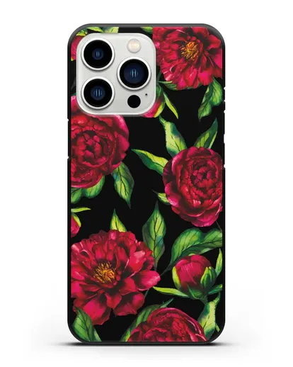 Чехол Пионы бордовые силиконовый для iPhone 13 Pro