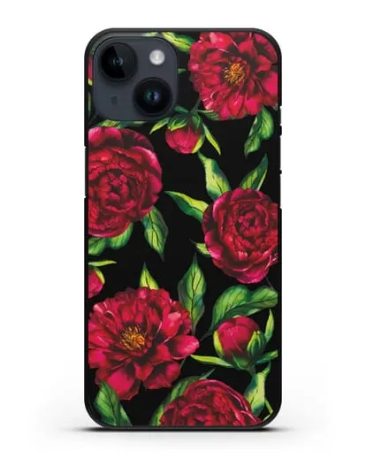 Чехол Пионы бордовые силиконовый для iPhone 14