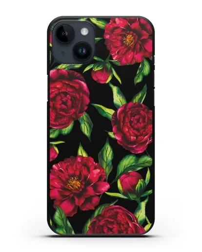 Чехол Пионы бордовые силиконовый для iPhone 14 Plus