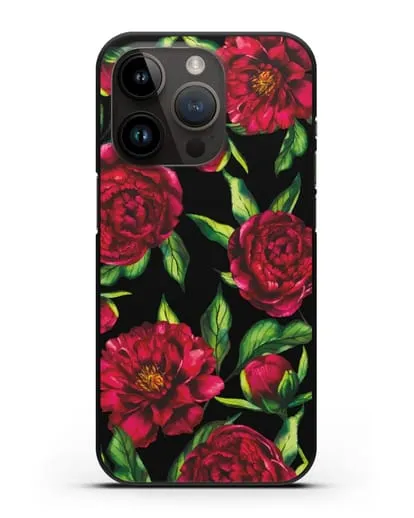 Чехол Пионы бордовые силиконовый для iPhone 14 Pro