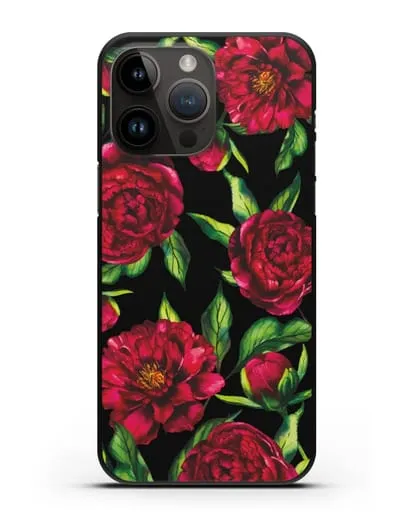 Чехол Пионы бордовые силиконовый для iPhone 14 Pro Max