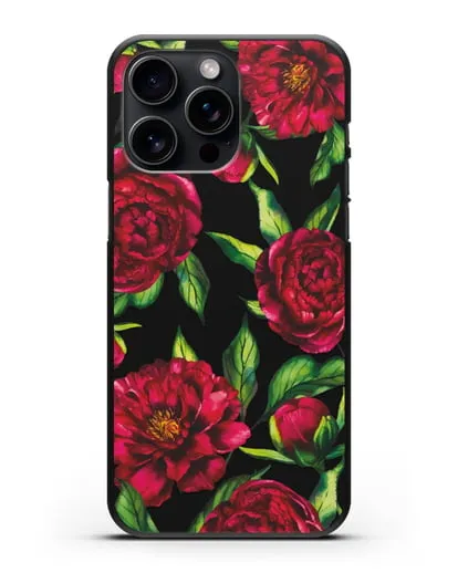 Чехол Пионы бордовые силиконовый для iPhone 15 Pro Max