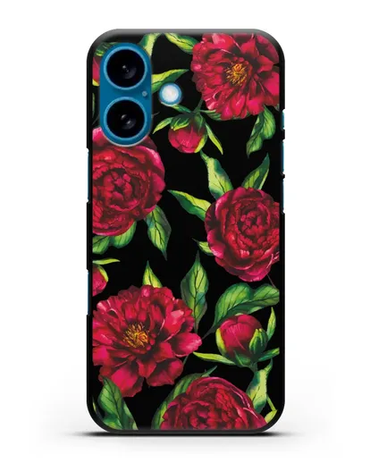 Чехол Пионы бордовые силиконовый для iPhone 16