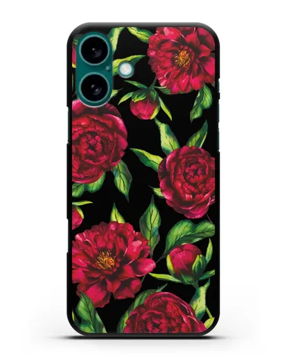 Чехол Пионы бордовые силиконовый для iPhone 16 Plus