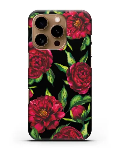 Чехол Пионы бордовые силиконовый для iPhone 16 Pro