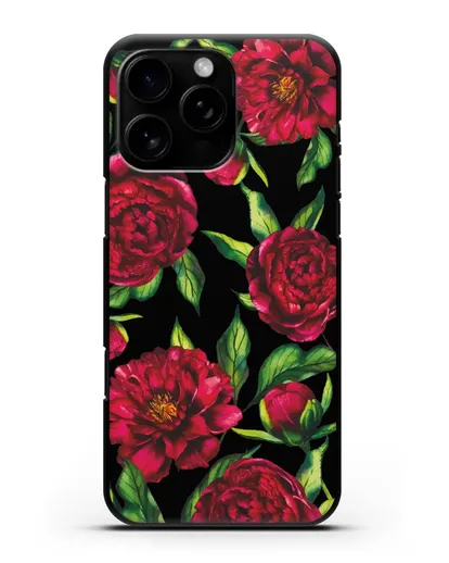 Чехол Пионы бордовые силиконовый для iPhone 16 Pro Max