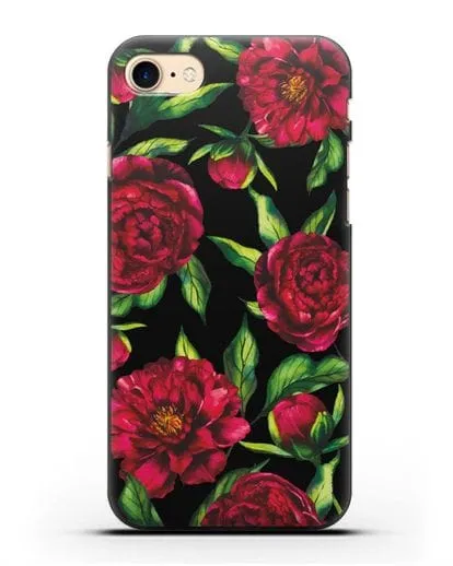 Чехол Пионы бордовые силиконовый для iPhone 7