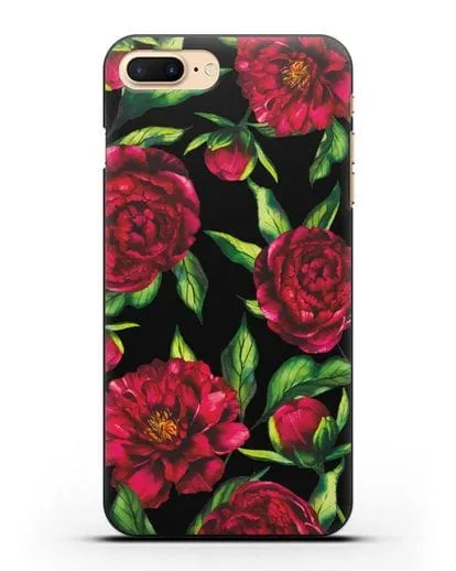 Чехол Пионы бордовые силиконовый для iPhone 8 Plus