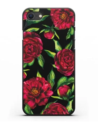 Чехол Пионы бордовые силиконовый для iPhone SE 2020