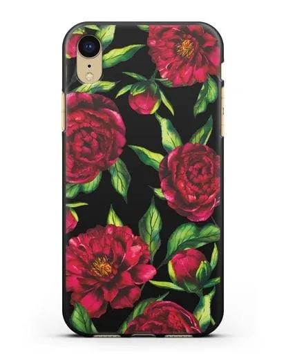 Чехол Пионы бордовые силиконовый для iPhone XR