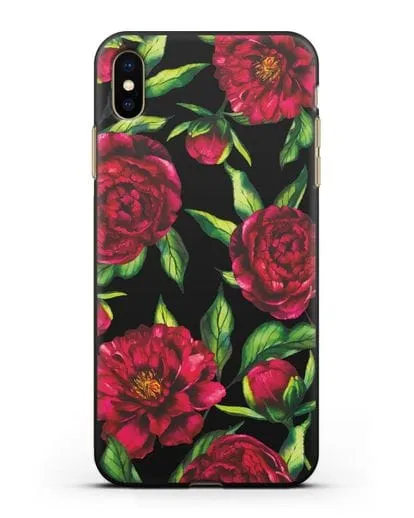 Чехол Пионы бордовые силиконовый для iPhone XS Max