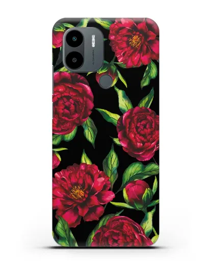 Чехол Пионы бордовые силиконовый для Xiaomi Poco C51