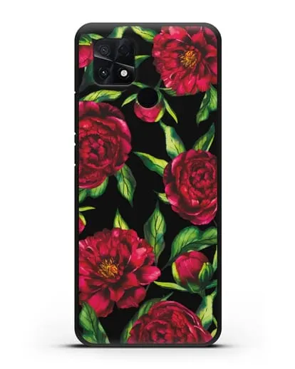 Чехол Пионы бордовые силиконовый для Xiaomi Poco C40