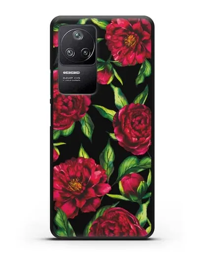 Чехол Пионы бордовые силиконовый для Xiaomi Poco F4