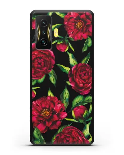 Чехол Пионы бордовые силиконовый для Xiaomi Poco F4 GT