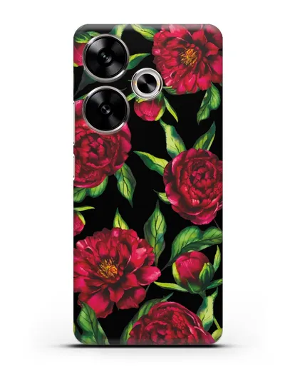 Чехол Пионы бордовые силиконовый для Xiaomi Poco F6