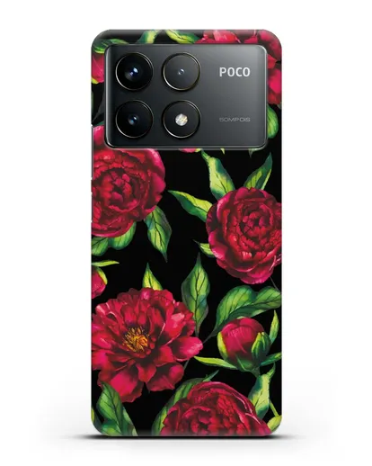 Чехол Пионы бордовые силиконовый для Xiaomi Poco F6 Pro