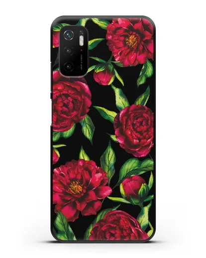 Чехол Пионы бордовые силиконовый для Xiaomi Poco M3 Pro