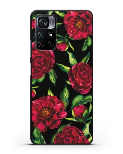 Чехол Пионы бордовые силиконовый для Xiaomi Poco M4 Pro 5G
