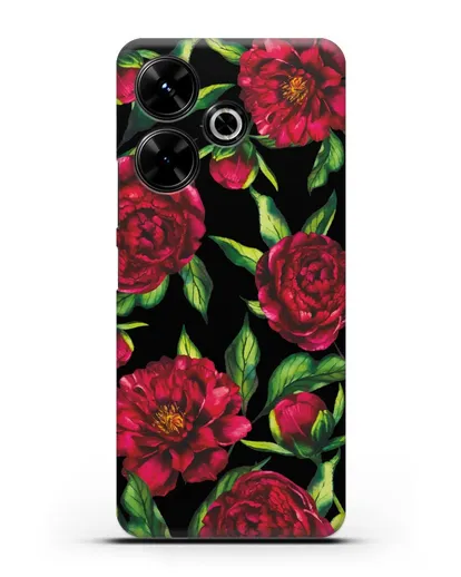 Чехол Пионы бордовые силиконовый для Xiaomi Poco M6