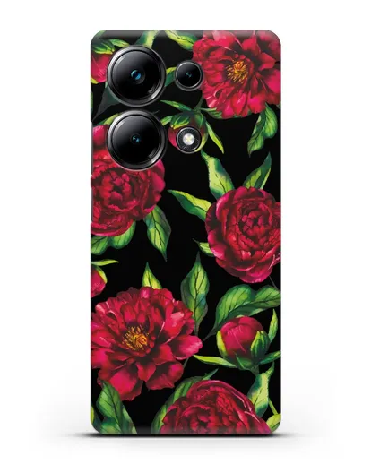 Чехол Пионы бордовые силиконовый для Xiaomi Poco M6 Pro