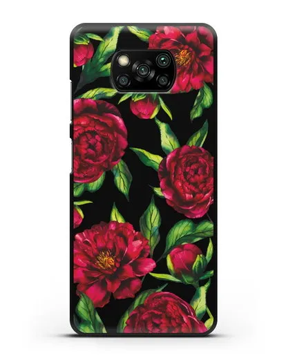 Чехол Пионы бордовые силиконовый для Xiaomi Poco X3 Pro