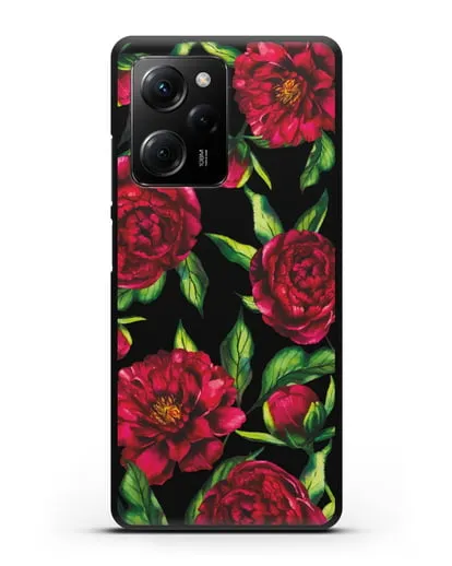 Чехол Пионы бордовые силиконовый для Xiaomi Poco X5 Pro