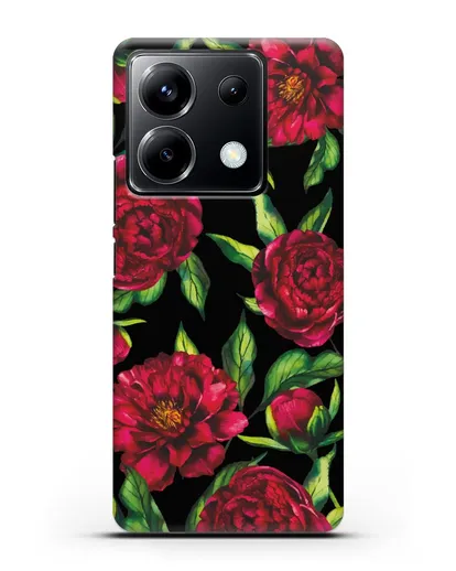 Чехол Пионы бордовые силиконовый для Xiaomi Poco X6