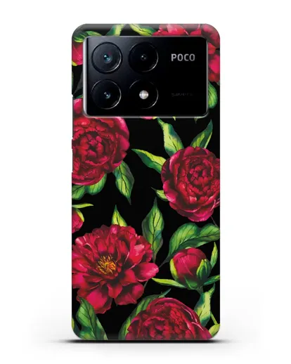 Чехол Пионы бордовые силиконовый для Xiaomi Poco X6 Pro
