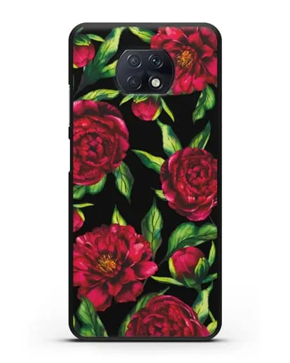 Чехол Пионы бордовые силиконовый для Xiaomi Redmi Note 9T