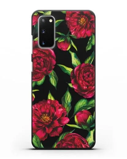 Чехол Пионы бордовые силиконовый для Samsung Galaxy S20 [SM-G980F]