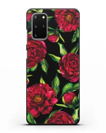 Чехол Пионы бордовые силиконовый для Samsung Galaxy S20 Plus [SM-G985F]