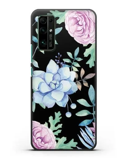 Чехол Суккуленты силиконовый для Honor 30