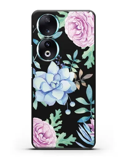 Чехол Суккуленты силиконовый для Honor 90