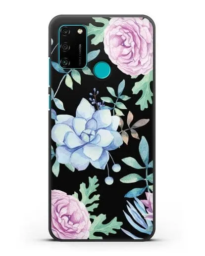 Чехол Суккуленты силиконовый для Honor 9A