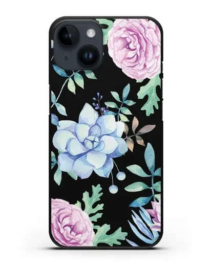 Чехол Суккуленты силиконовый для iPhone 14