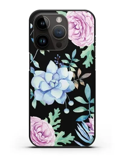 Чехол Суккуленты силиконовый для iPhone 14 Pro