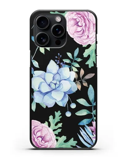 Чехол Суккуленты силиконовый для iPhone 15 Pro Max