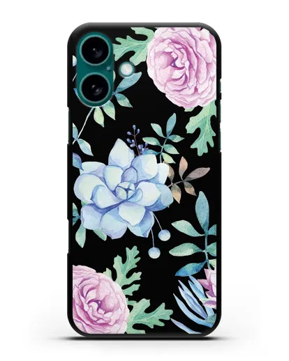 Чехол Суккуленты силиконовый для iPhone 16 Plus